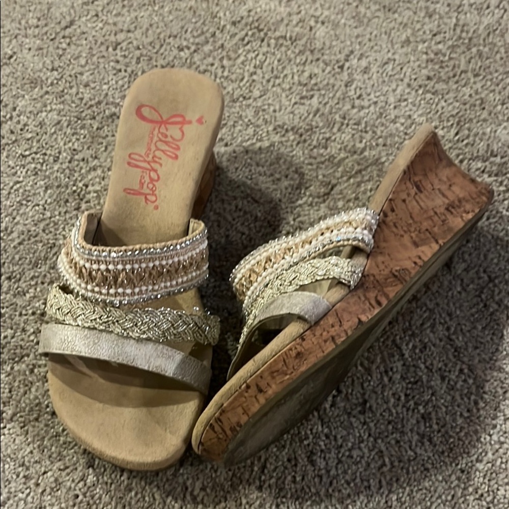 Jellypop Women's Wedge Sandals - Silver and Tan
